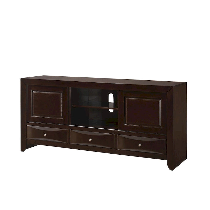 Ensemble de chambre à coucher Priscella 6 pièces avec plateforme de rangement en cerisier foncé