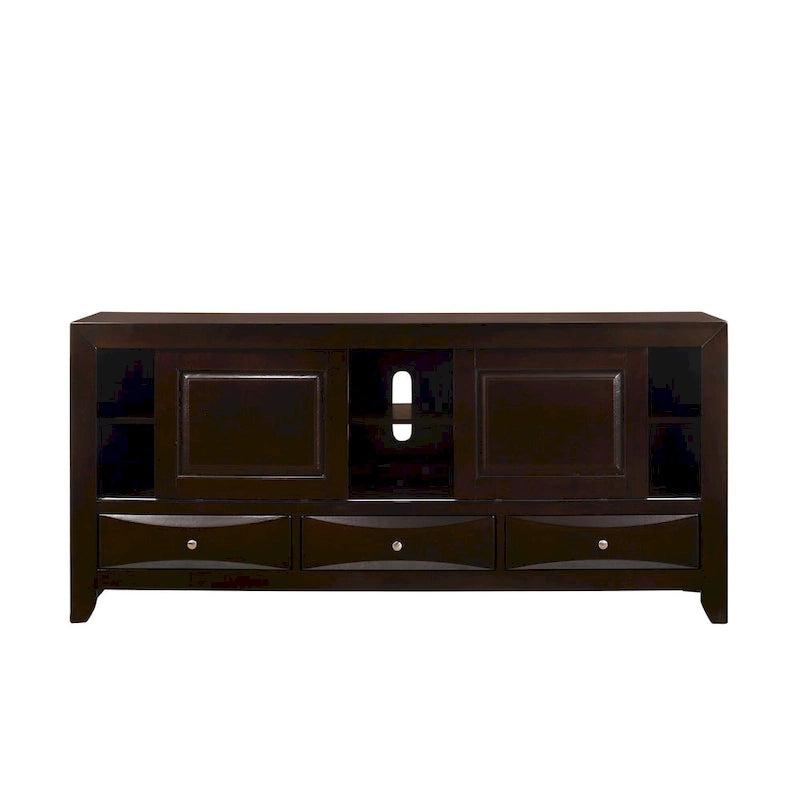 Ensemble de chambre à coucher Priscella 6 pièces avec plateforme de rangement en cerisier foncé