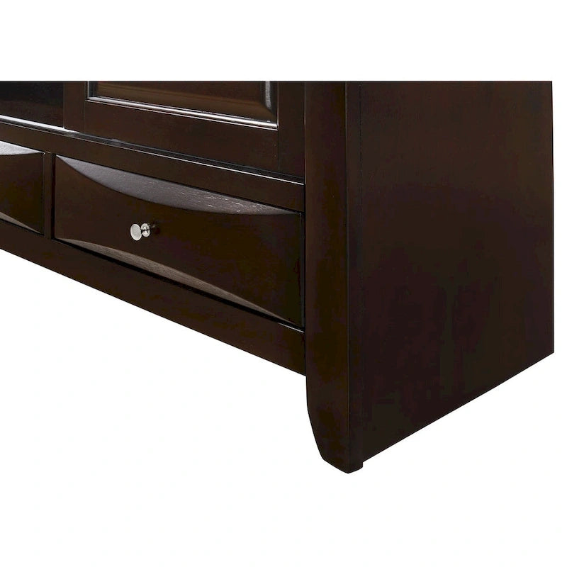 Ensemble de chambre à coucher Priscella 6 pièces avec plateforme de rangement en cerisier foncé