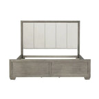 Ensemble de chambre à coucher Roundhill Furniture Ennesley en bois gris avec lit à panneaux rembourrés, commode, miroir, 2 tables de chevet et commode haute.