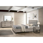 Ensemble de chambre Roundhill Furniture Alvear : lit, commode, miroir et 2 tables de chevet en bois capitonné, gris vieilli