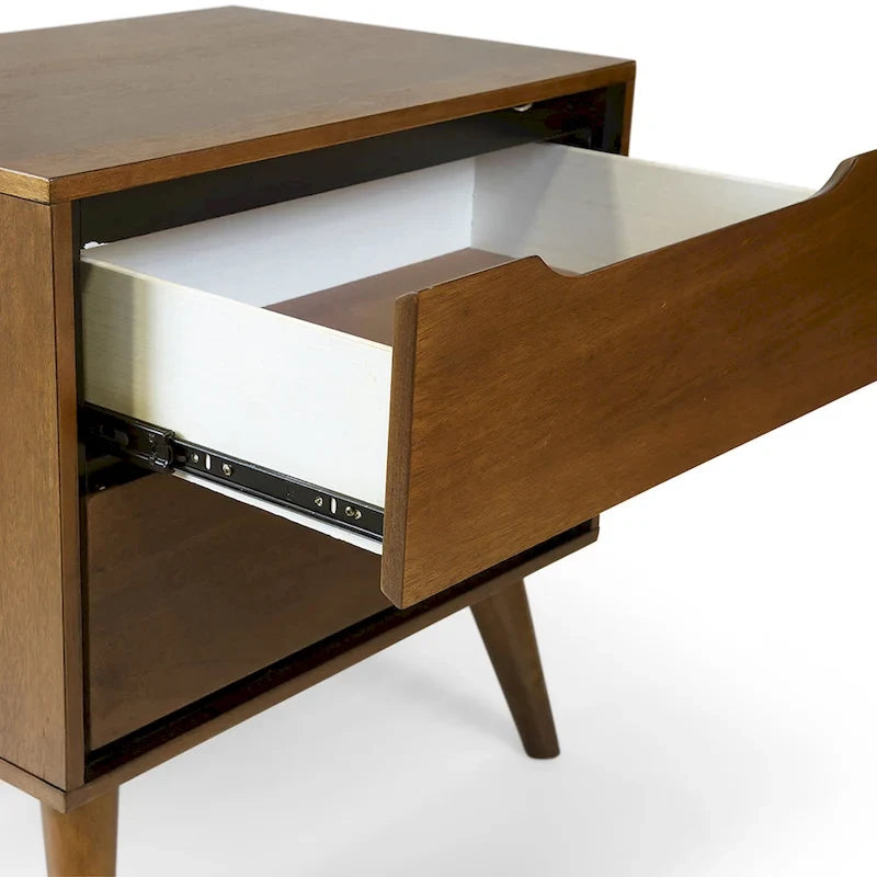 Ensemble de chambre à coucher Fopp Mid-century Modern en chêne, composé de deux plateformes, par Furniture of America