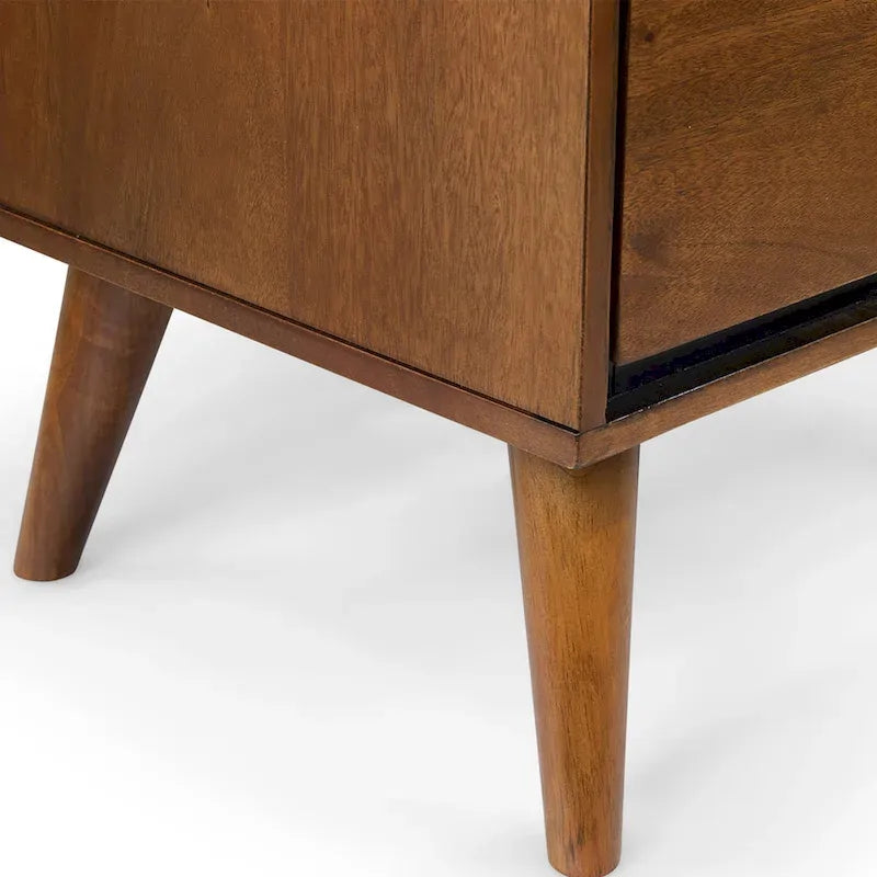 Ensemble de chambre à coucher Fopp Mid-century Modern en chêne, composé de deux plateformes, par Furniture of America