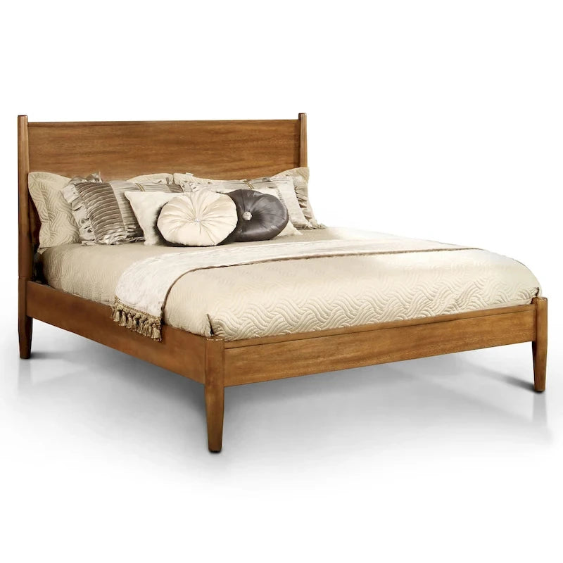 Ensemble de chambre à coucher Fopp Mid-century Modern en chêne, composé de deux plateformes, par Furniture of America