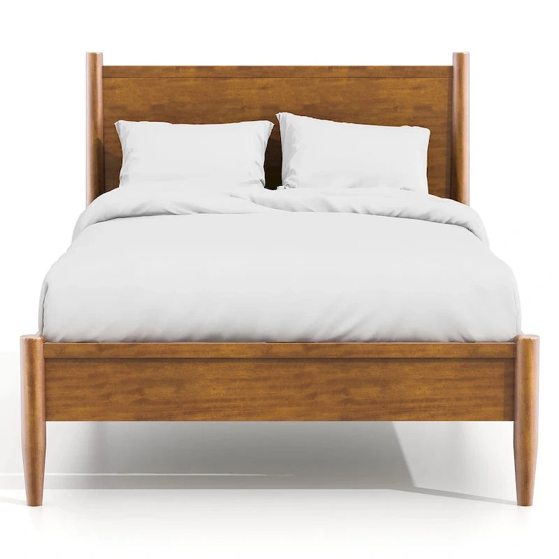Ensemble de chambre à coucher Fopp Mid-century Modern en chêne, composé de deux plateformes, par Furniture of America