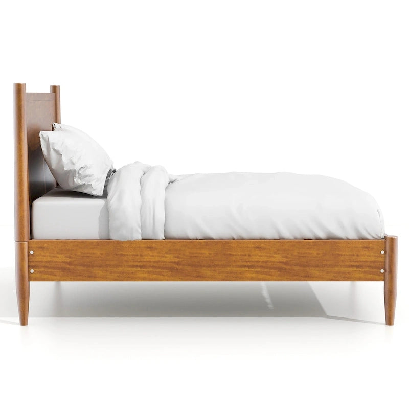 Ensemble de chambre à coucher Fopp Mid-century Modern en chêne, composé de deux plateformes, par Furniture of America