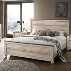 Ensemble de chambre à coucher contemporain 5 pièces Roundhill Furniture Imerland, lit king-size, finition blanchie à la chaux