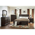 Ensemble de chambre à coucher moderne Brandie 6 pièces gris-brun avec plateforme et rangement