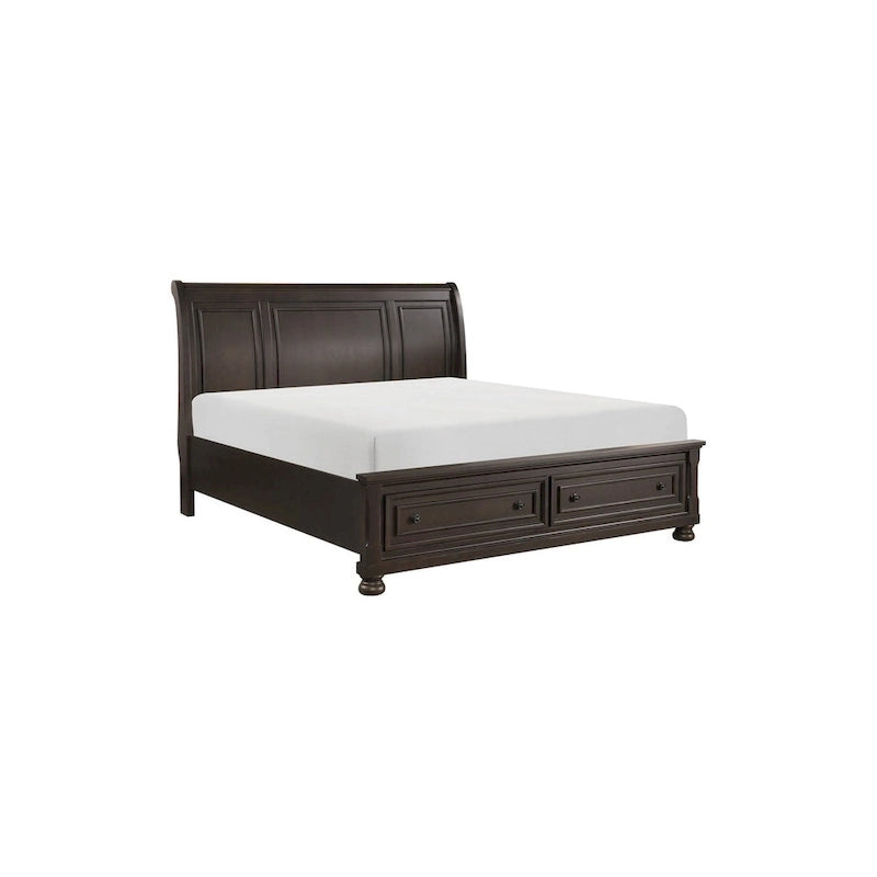 Ensemble de chambre à coucher moderne Brandie 6 pièces gris-brun avec plateforme et rangement