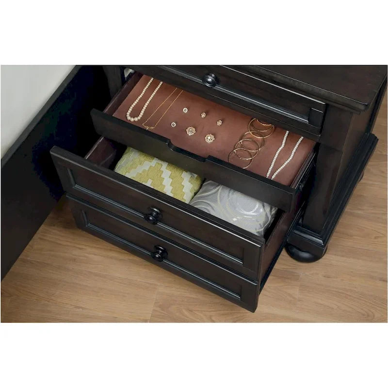 Ensemble de chambre à coucher moderne Brandie 6 pièces gris-brun avec plateforme et rangement