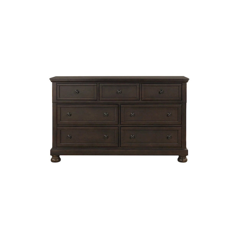 Ensemble de chambre à coucher moderne Brandie 6 pièces gris-brun avec plateforme et rangement