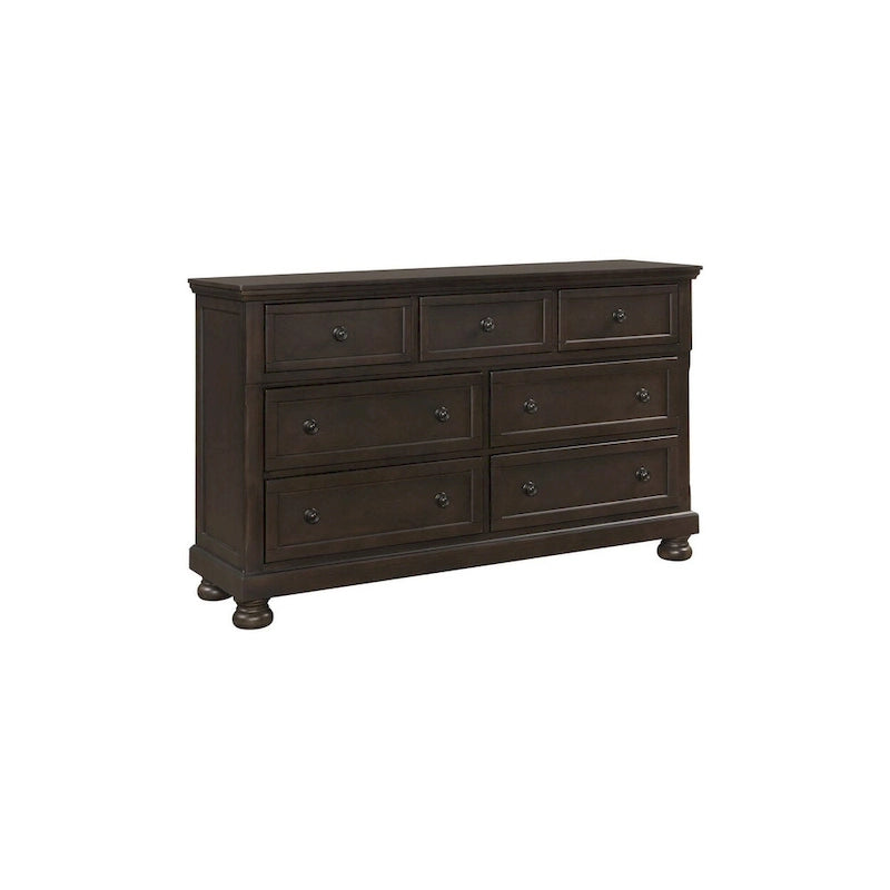 Ensemble de chambre à coucher moderne Brandie 6 pièces gris-brun avec plateforme et rangement