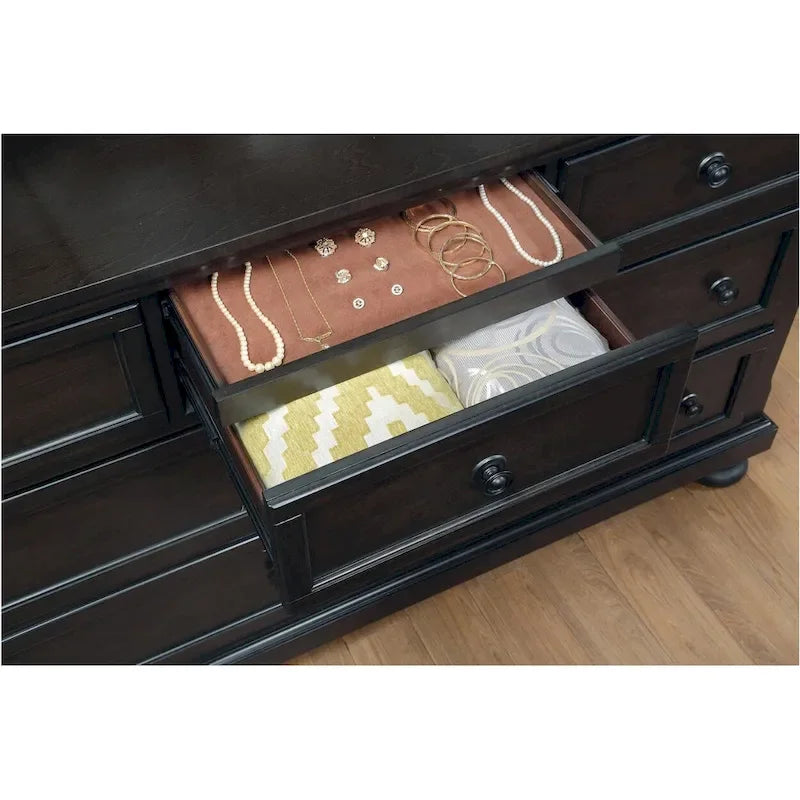 Ensemble de chambre à coucher moderne Brandie 6 pièces gris-brun avec plateforme et rangement