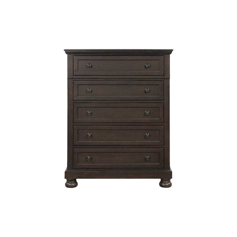 Ensemble de chambre à coucher moderne Brandie 6 pièces gris-brun avec plateforme et rangement