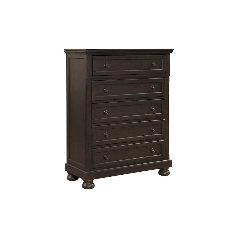 Ensemble de chambre à coucher moderne Brandie 6 pièces gris-brun avec plateforme et rangement