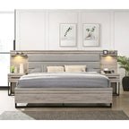 Lit escamotable Alvear de Roundhill Furniture avec éclairage LED blanc, commode, miroir et 2 tables de chevet, gris vieilli