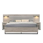 Lit escamotable Alvear de Roundhill Furniture avec éclairage LED blanc, commode, miroir et 2 tables de chevet, gris vieilli