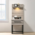 Lit escamotable Alvear de Roundhill Furniture avec éclairage LED blanc, commode, miroir et 2 tables de chevet, gris vieilli