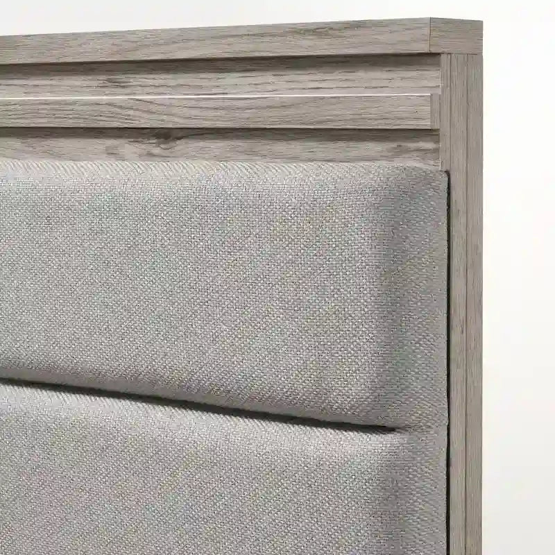 Lit escamotable Alvear de Roundhill Furniture avec éclairage LED blanc, commode, miroir et 2 tables de chevet, gris vieilli
