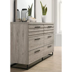 Lit escamotable Alvear de Roundhill Furniture avec éclairage LED blanc, commode, miroir et 2 tables de chevet, gris vieilli