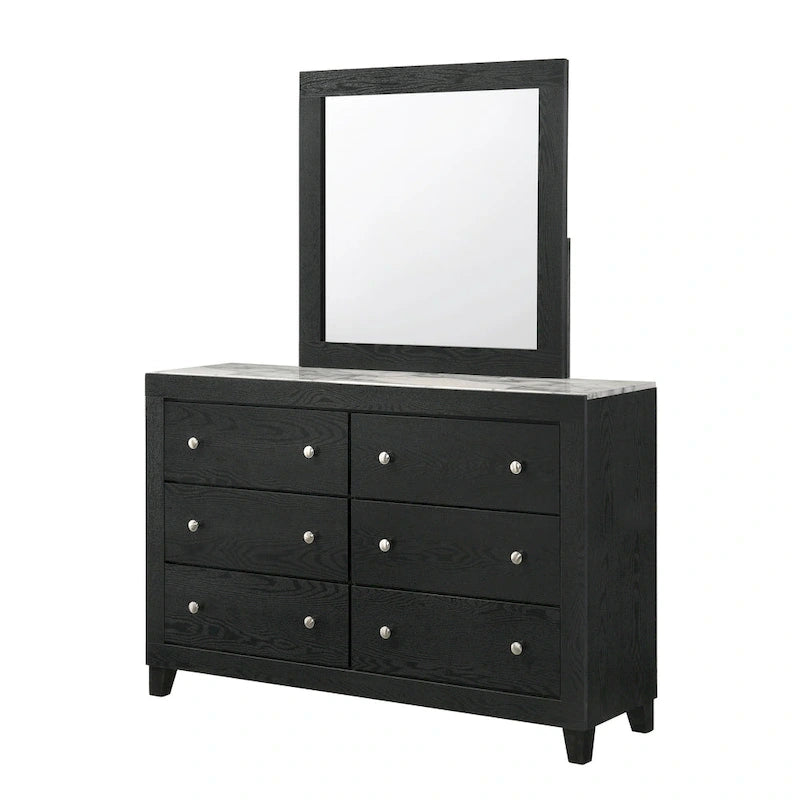 Ensemble de chambre à coucher Gaylene 5 pièces avec panneau de bibliothèque LED noir