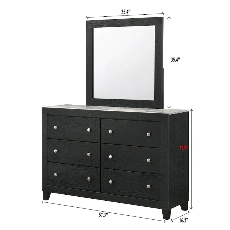Ensemble de chambre à coucher Gaylene 5 pièces avec panneau de bibliothèque LED noir