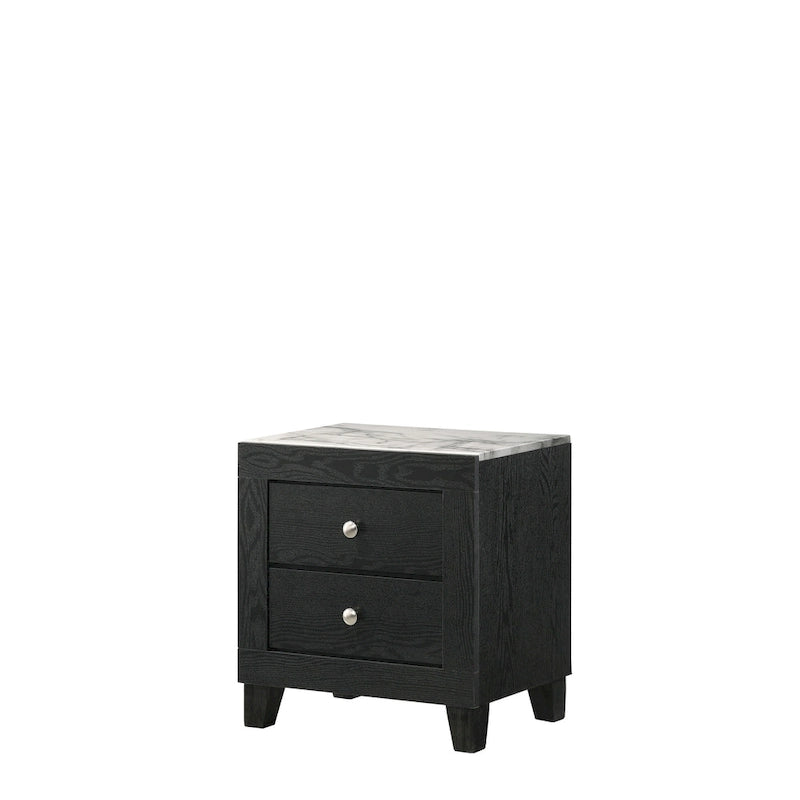 Ensemble de chambre à coucher Gaylene 5 pièces avec panneau de bibliothèque LED noir