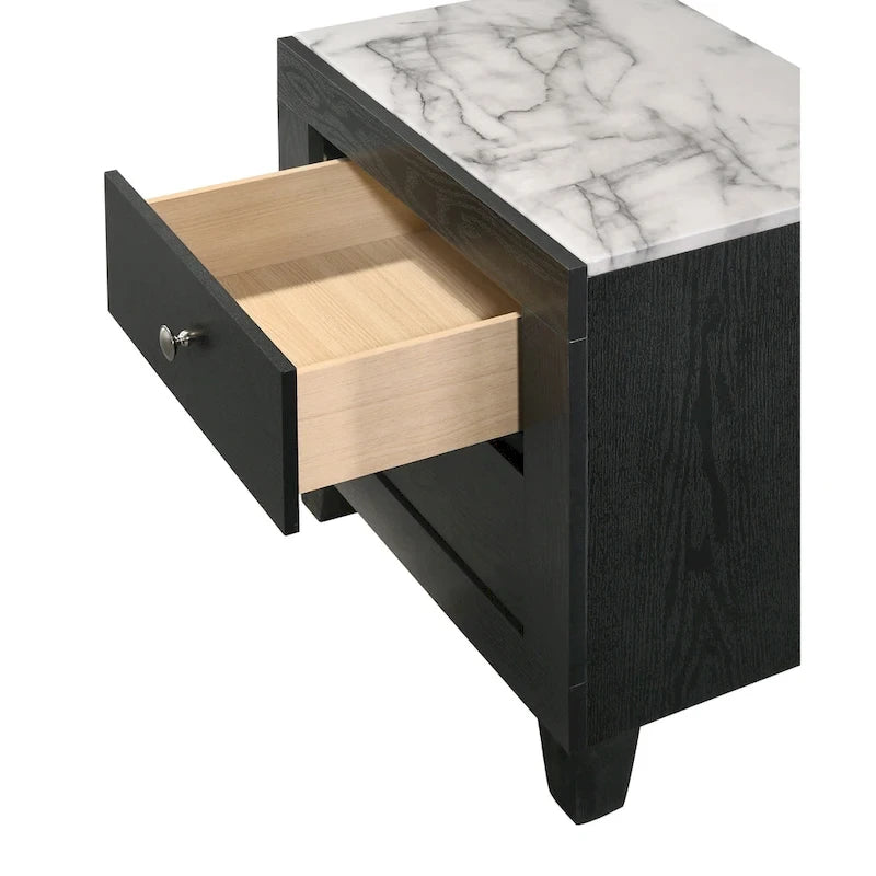 Ensemble de chambre à coucher Gaylene 5 pièces avec panneau de bibliothèque LED noir