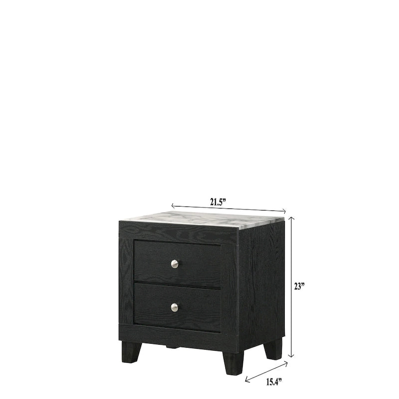 Ensemble de chambre à coucher Gaylene 5 pièces avec panneau de bibliothèque LED noir