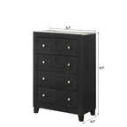 Ensemble de chambre à coucher Gaylene 5 pièces avec panneau de bibliothèque LED noir