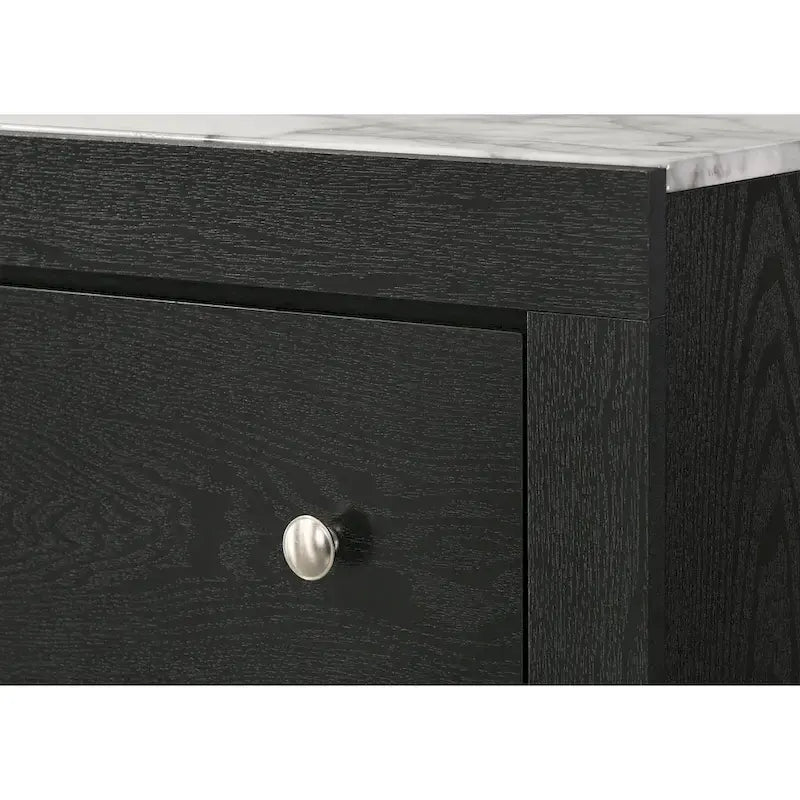 Ensemble de chambre à coucher Gaylene 5 pièces avec panneau de bibliothèque LED noir