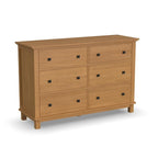 Lit King en bois brun Oak Park, deux tables de chevet et commode