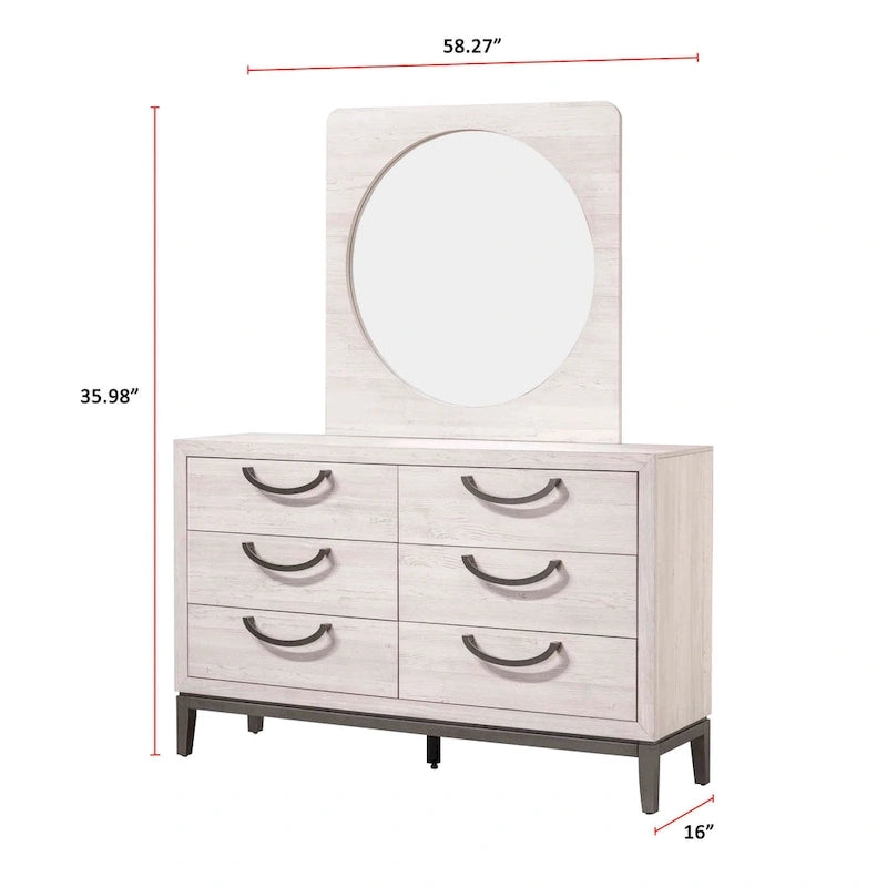 Ensemble de chambre à coucher Demora 5 pièces beige, style moderne contemporain, en bois massif et placage, avec panneaux rembourrés