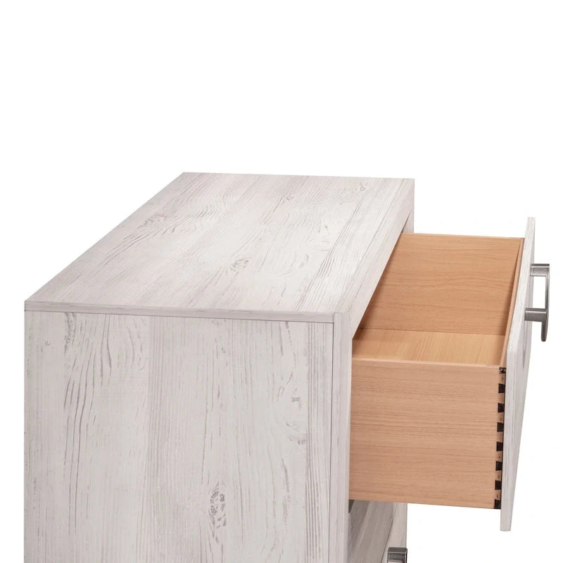 Ensemble de chambre à coucher Demora 5 pièces beige, style moderne contemporain, en bois massif et placage, avec panneaux rembourrés