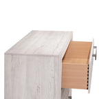 Ensemble de chambre à coucher Demora 5 pièces beige, style moderne contemporain, en bois massif et placage, avec panneaux rembourrés