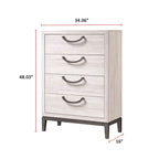 Ensemble de chambre à coucher Demora 5 pièces beige, style moderne contemporain, en bois massif et placage, avec panneaux rembourrés