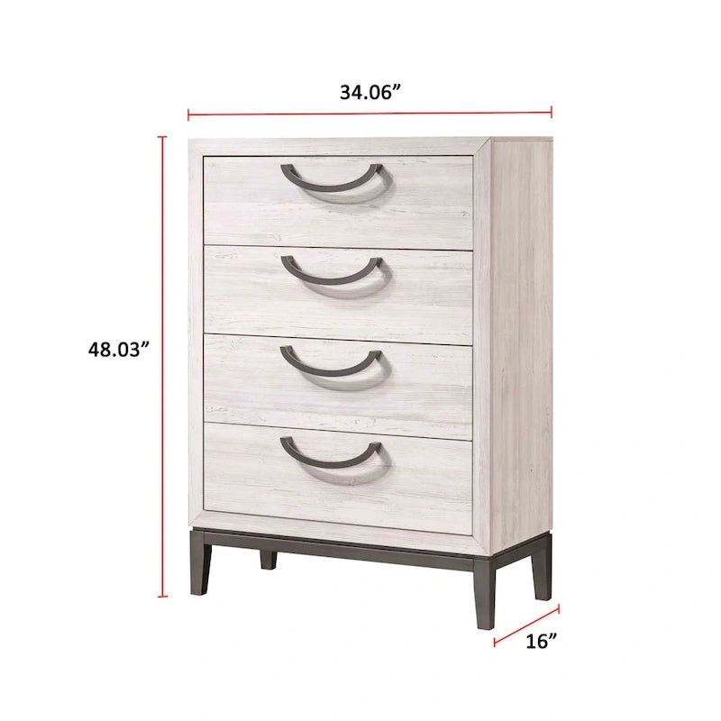 Ensemble de chambre à coucher Demora 5 pièces beige, style moderne contemporain, en bois massif et placage, avec panneaux rembourrés