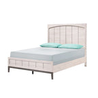 Ensemble de chambre à coucher Demora 5 pièces beige, style moderne contemporain, en bois massif et placage, avec panneaux rembourrés