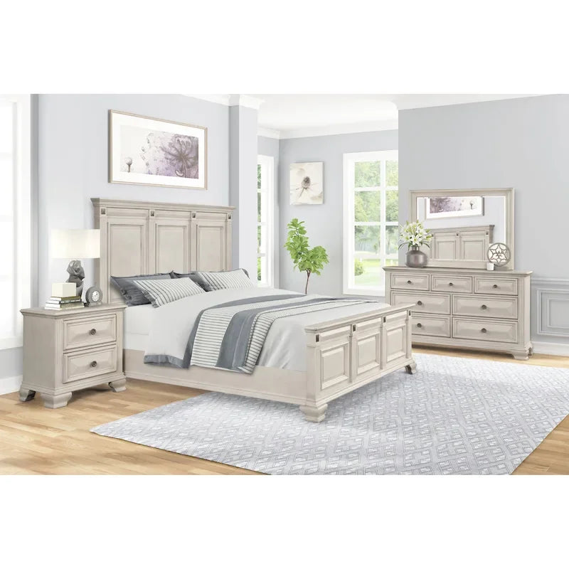 Ensemble de chambre à coucher 5 pièces Roundhill Furniture Renova en bois parchemin vieilli