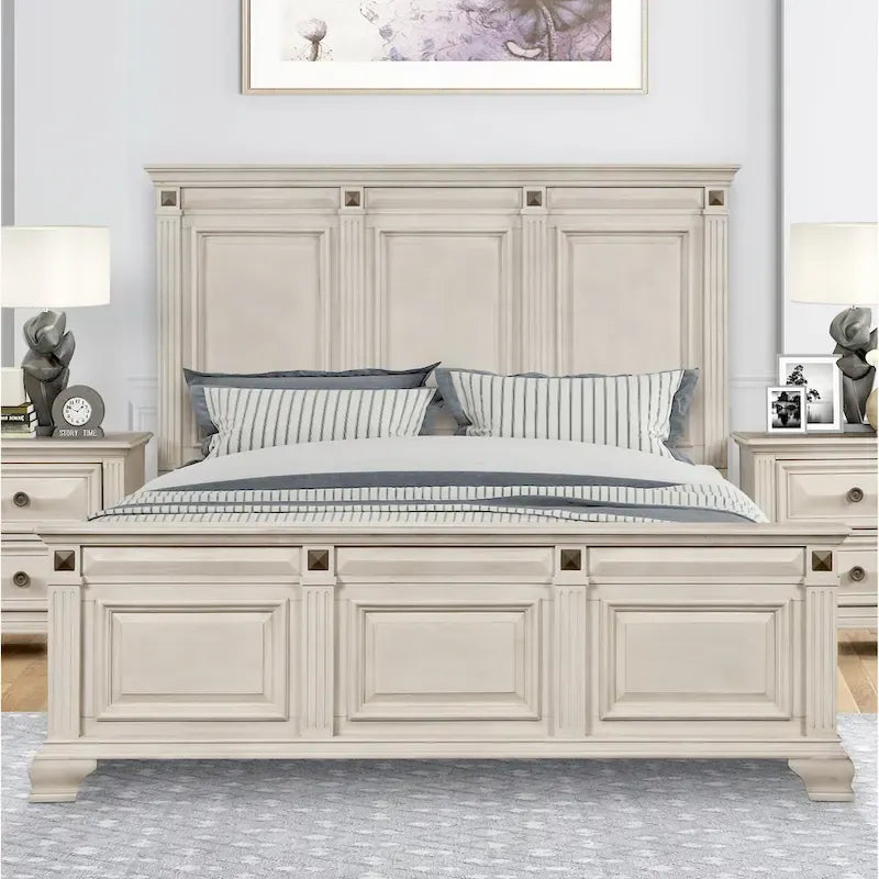 Ensemble de chambre à coucher 5 pièces Roundhill Furniture Renova en bois parchemin vieilli