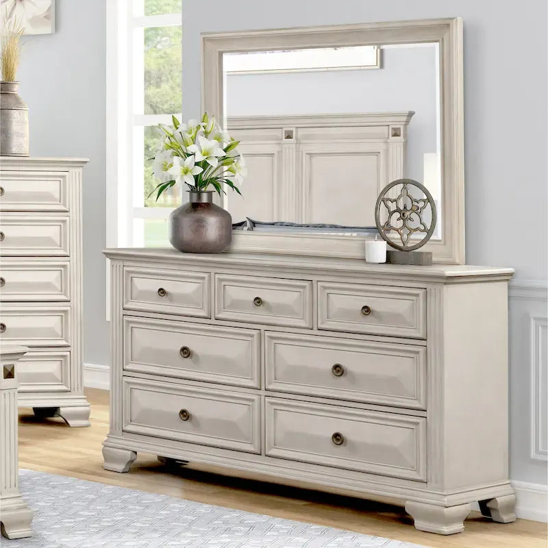 Ensemble de chambre à coucher 5 pièces Roundhill Furniture Renova en bois parchemin vieilli