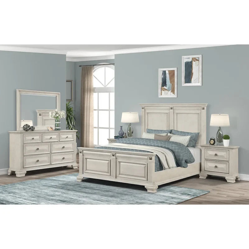 Ensemble de chambre à coucher 5 pièces Roundhill Furniture Renova en bois parchemin vieilli
