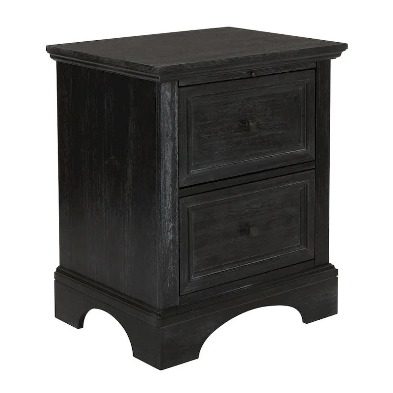 Ensemble de chambre à coucher Farmhouse Basics pour lit king size avec 2 tables de chevet, 1 commode et 1 miroir