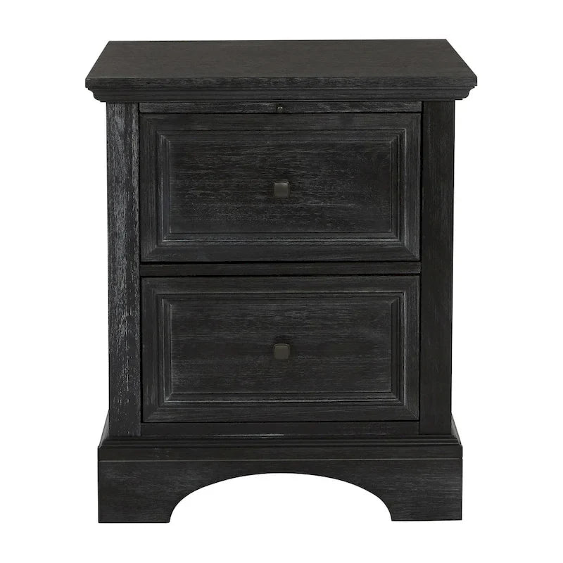 Ensemble de chambre à coucher Farmhouse Basics pour lit king size avec 2 tables de chevet, 1 commode et 1 miroir