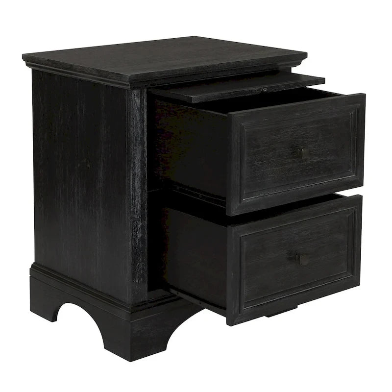 Ensemble de chambre à coucher Farmhouse Basics pour lit king size avec 2 tables de chevet, 1 commode et 1 miroir