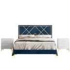 Ensemble de 3 tables de chevet CraftPorch avec lit rembourré en velours