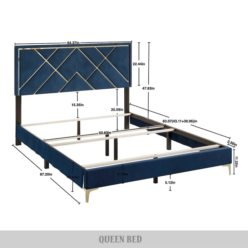 Ensemble de 3 tables de chevet CraftPorch avec lit rembourré en velours