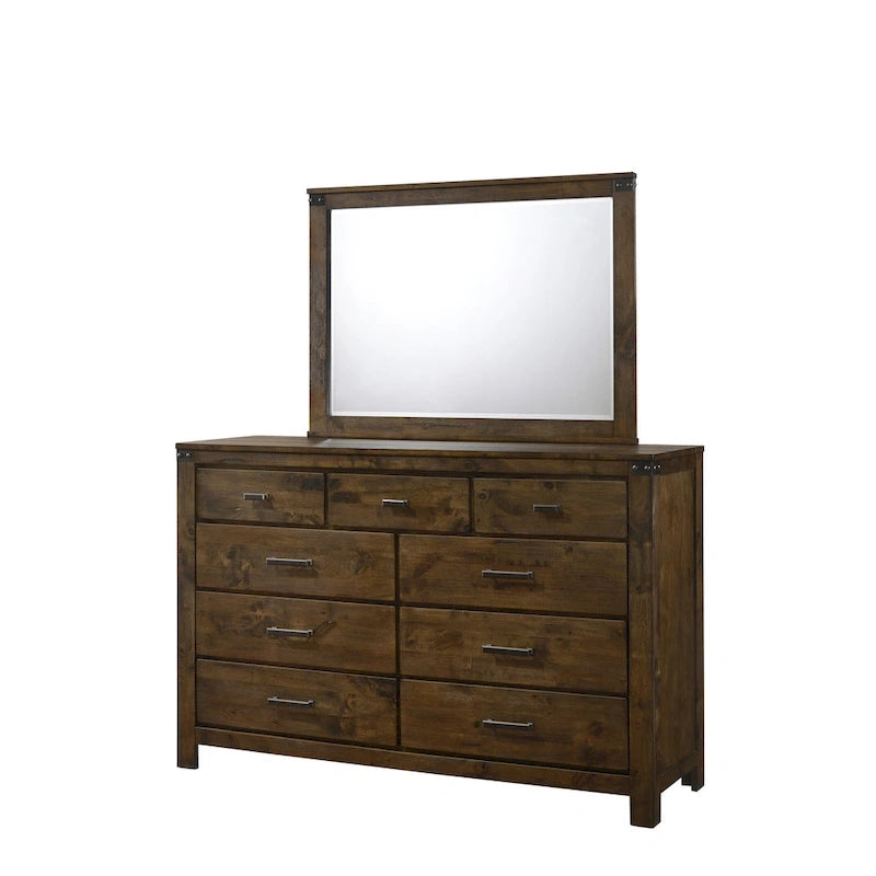 Ensemble de chambre à coucher Joell 5 pièces à panneaux rustiques bruns