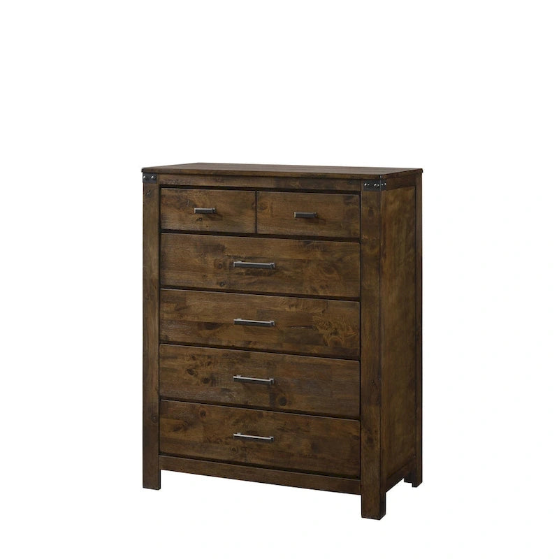 Ensemble de chambre à coucher Joell 5 pièces à panneaux rustiques bruns
