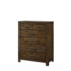 Ensemble de chambre à coucher Joell 5 pièces à panneaux rustiques bruns